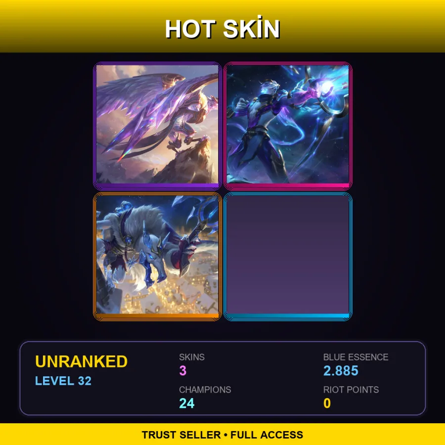 NA | Lv32 | Unranked | 3 Skin | 24 Champ — LoL account