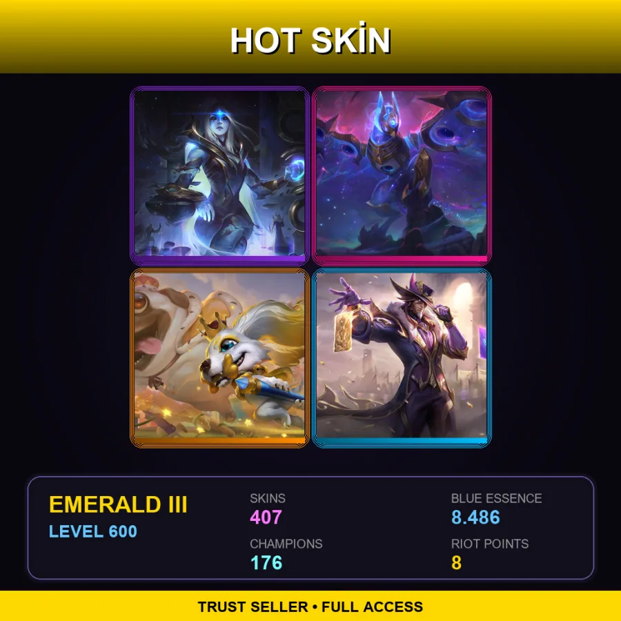 RU | Lv600 | Emerald III | 407 Skin | 176 Champ