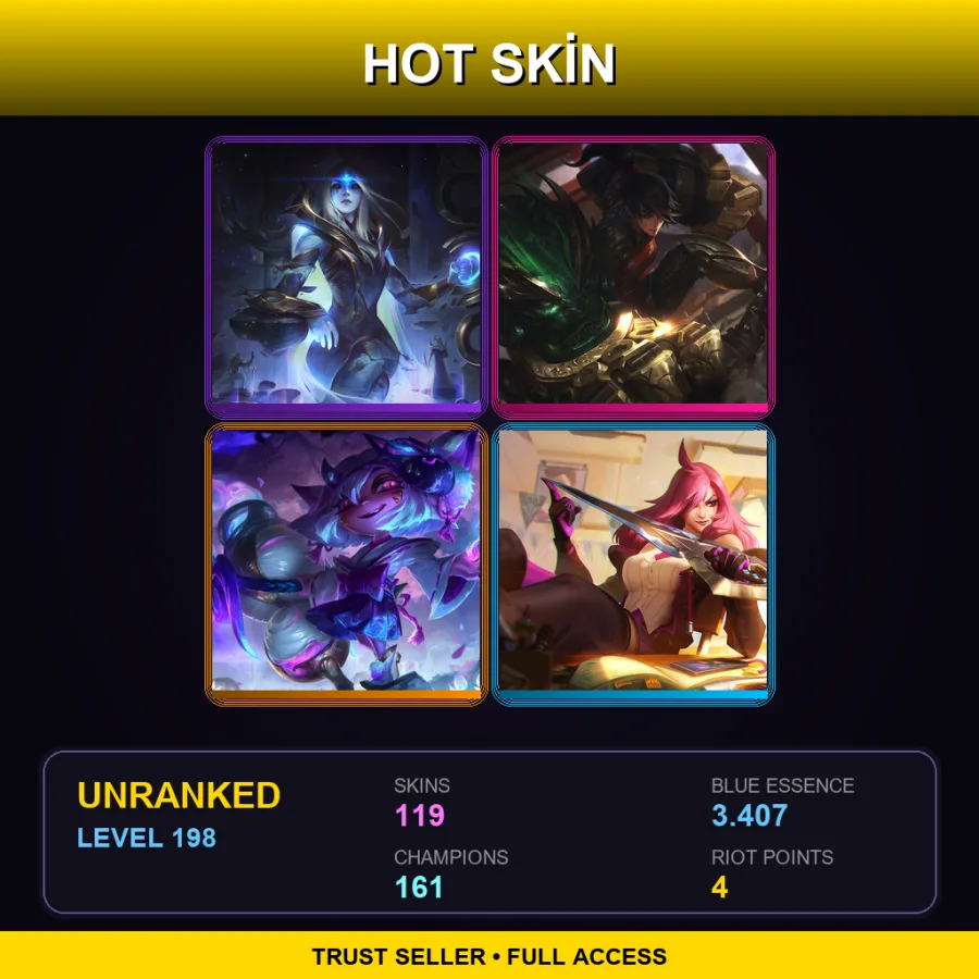 SG | Lv198 | Unranked | 119 Skin | 161 Champ