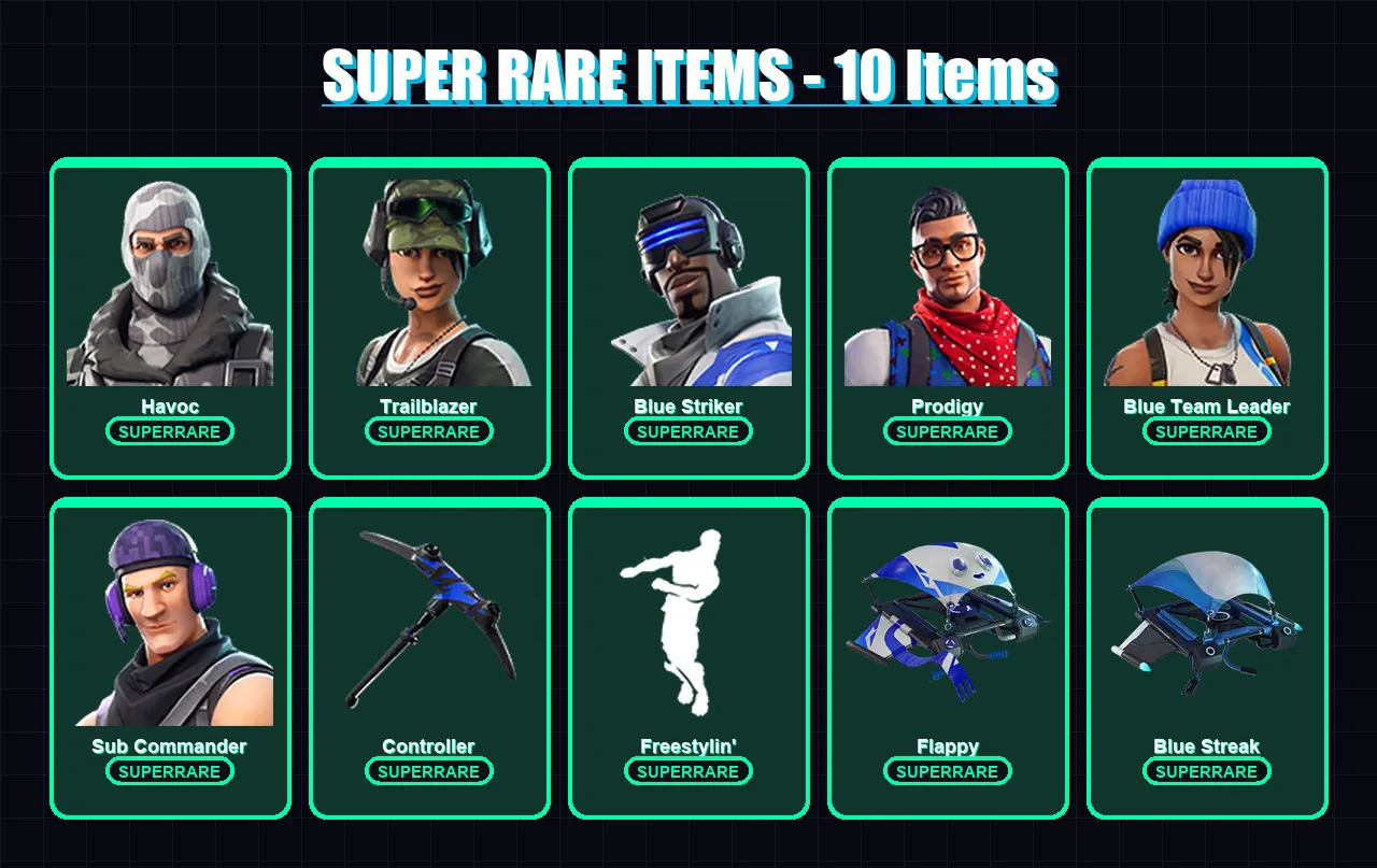 [PC/XBOX/PSN] | Havoc | Trailblazer | Blue Striker | Prodigy | Blue Team Leader | 25 skin | 23 pickaxe | 29 emote | 30 glider | Lv424