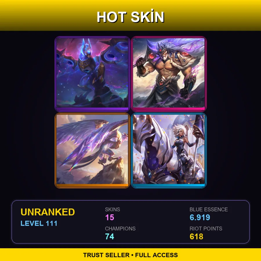 EUW | Lv111 | Unranked | 15 Skin | 74 Champ