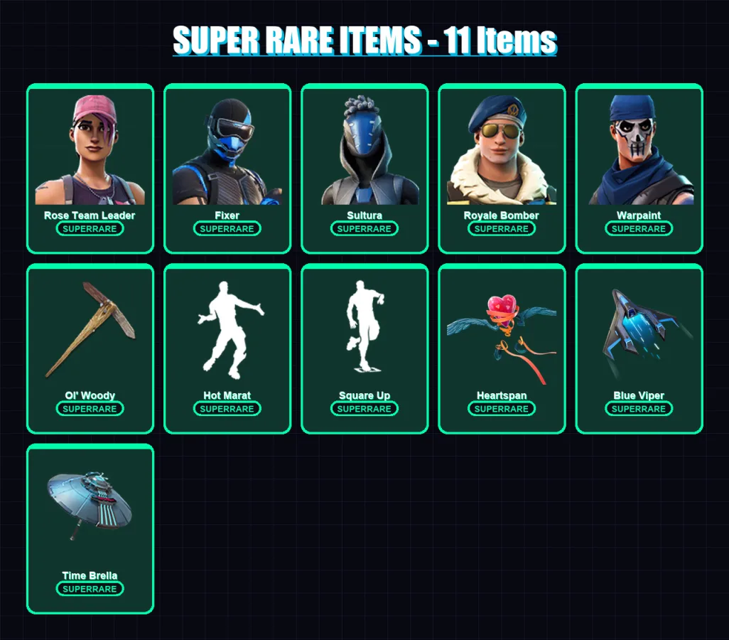 [PC/XBOX] | Rose Team Leader | Fixer | Sultura | Royale Bomber | Warpaint | 75 skin | 99 pickaxe | 111 emote | 102 glider | Lv1415