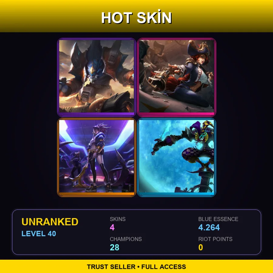 EUNE | Lv40 | Unranked | 4 Skin | 28 Champ — Waterloo Miss Fortune
