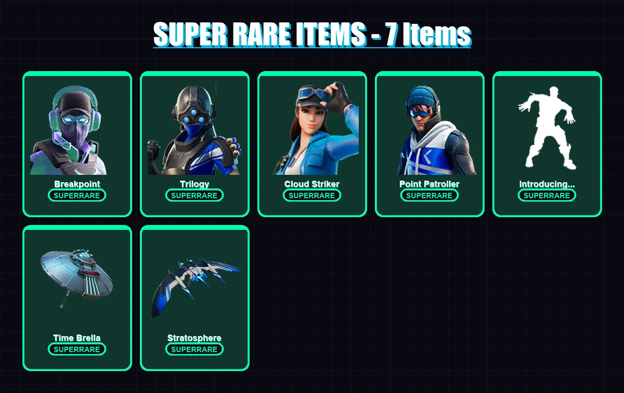 [PS4/PS5/XBOX/PC] | Breakpoint | Trilogy | Cloud Striker | Point Patroller | Sentinel | 63 skin | 70 pickaxe | 67 emote | 73 glider | Lv935