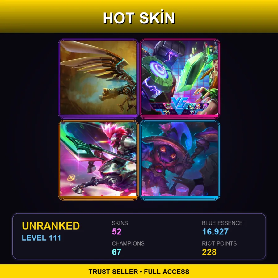 EUW | Hextech Anivia | Arcade Riven | Arcade Hecarim | Elderwood Veigar | 52 Skin | 67 Champ | Lv111