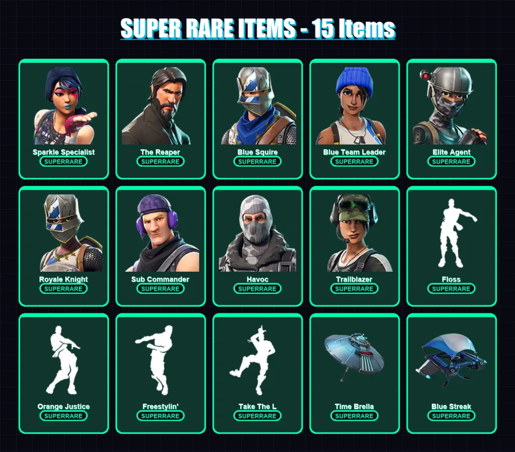 [PC/XBOX/PSN] | Sparkle Specialist | The Reaper | Blue Squire | Blue Team Leader | Elite Agent | 54 skin | 46 pickaxe | 51 emote | 47 glider | Lv830 — Fortnite account