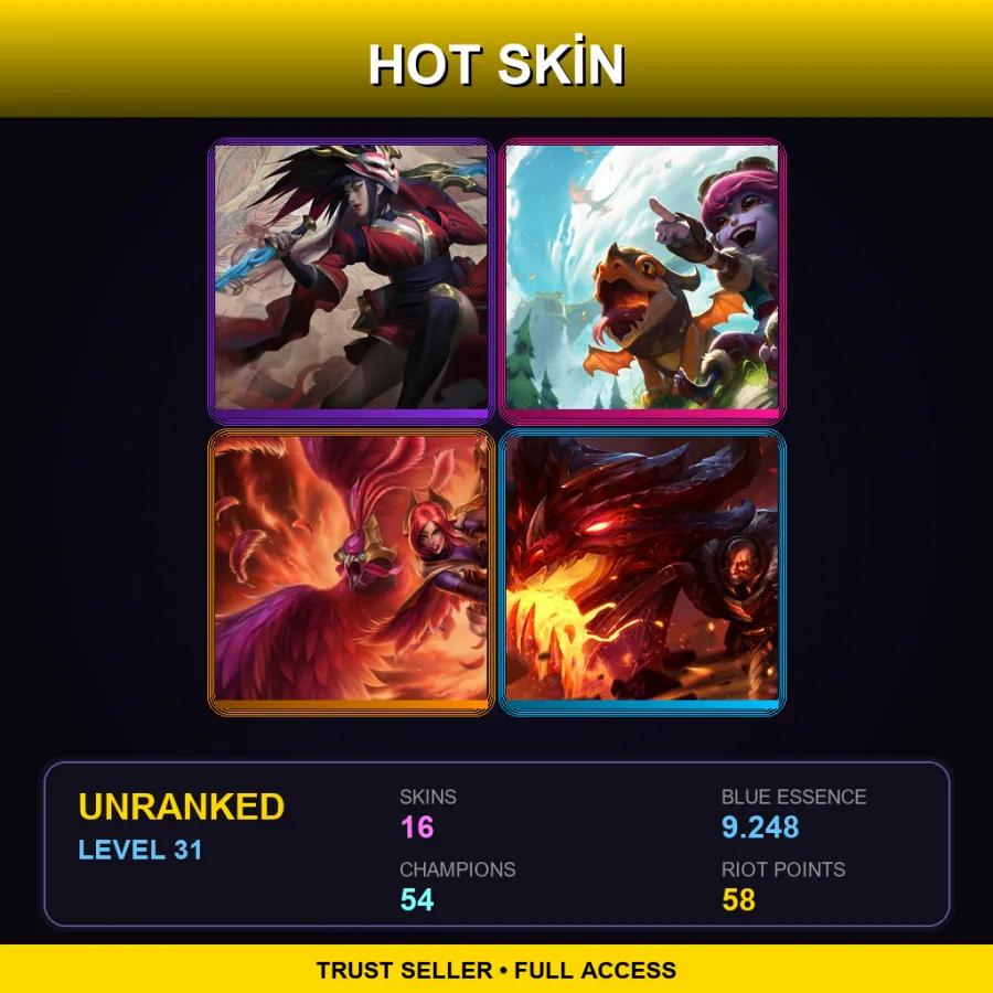 EUNE | Lv31 | Unranked | 16 Skin | 54 Champ — LoL account
