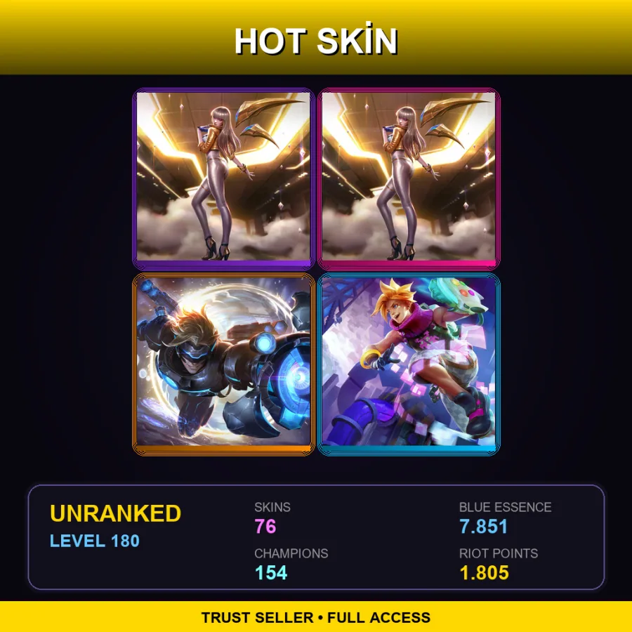 EUNE | Lv180 | Unranked | 76 Skin | 154 Champ — LoL account