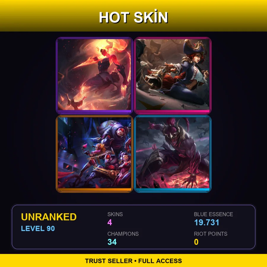 LAN | Lv90 | Unranked | 4 Skin | 34 Champ