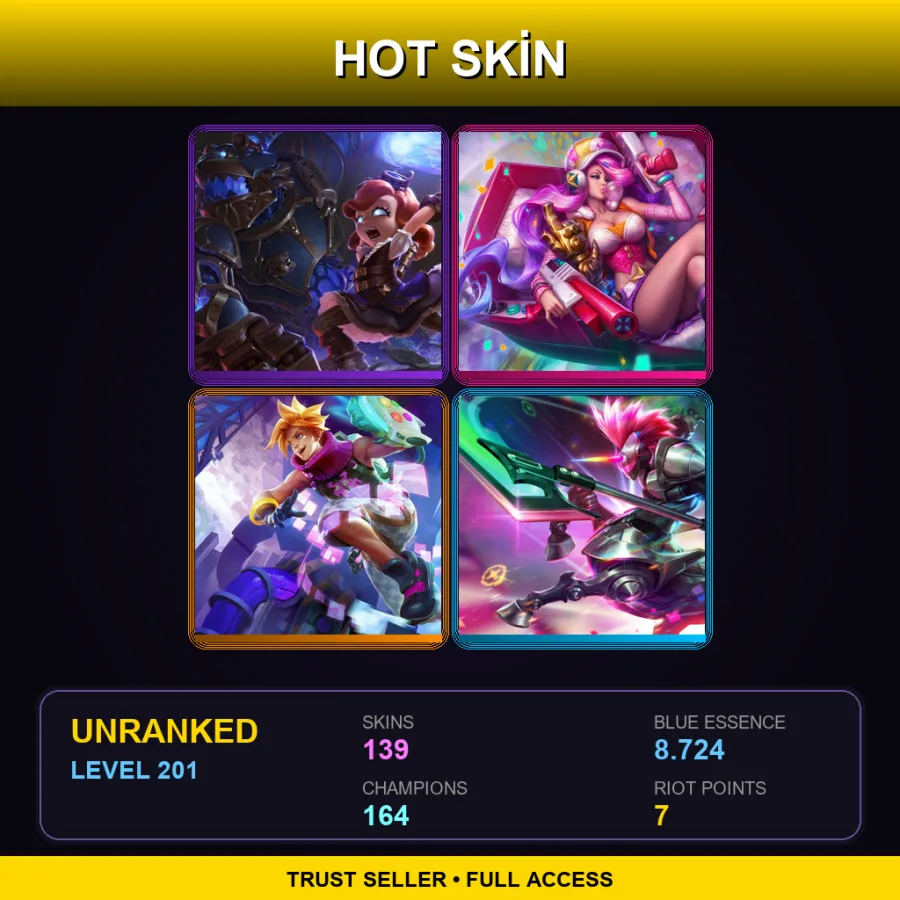 TW | Lv201 | Unranked | 139 Skin | 164 Champ — Unranked / Smurf League of Legends
