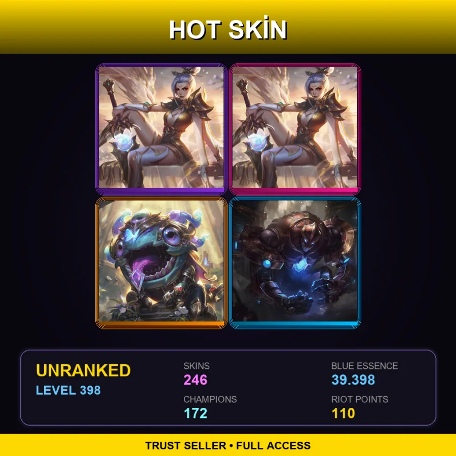 BR | Lv398 | Unranked | 246 Skin | 172 Champ — LoL account
