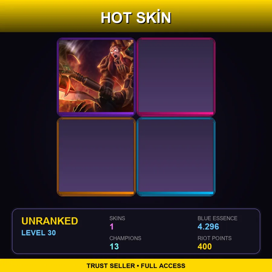 EUW | Lv30 | Unranked | 1 Skin | 13 Champ