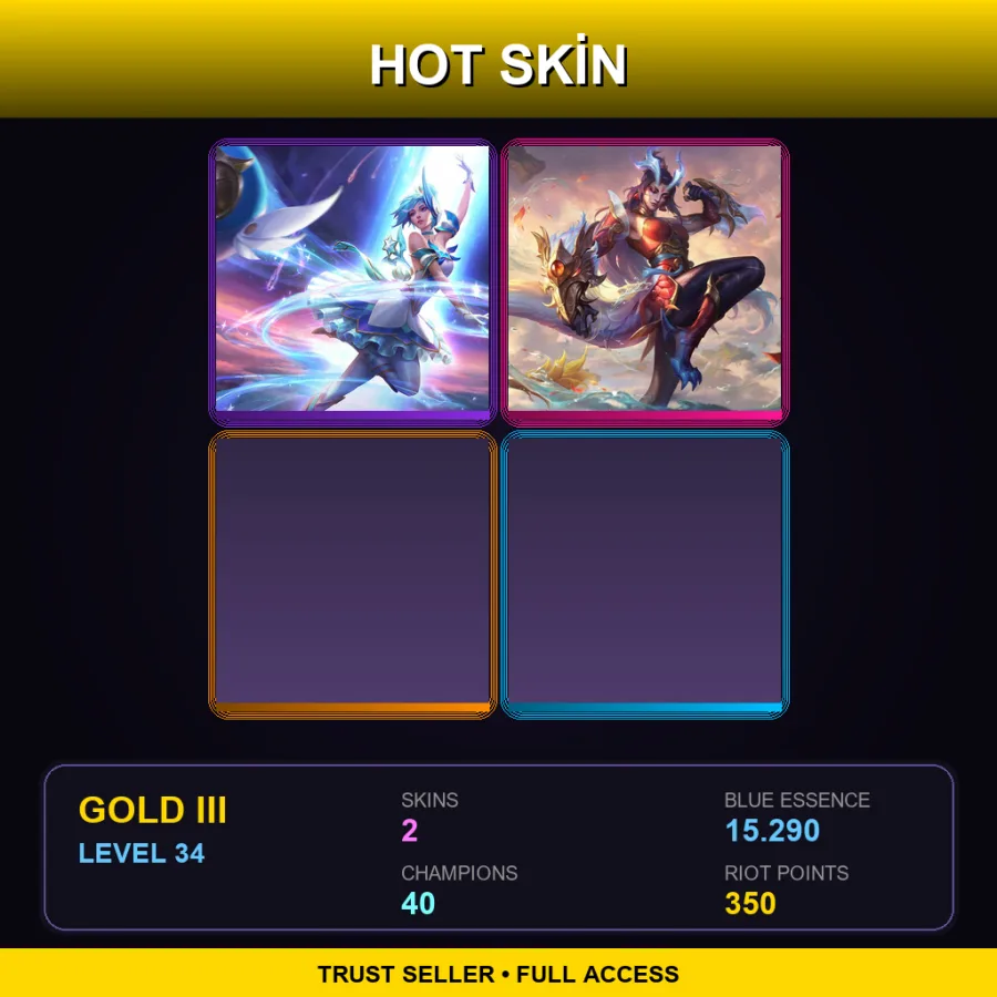 EUW | Lv34 | Gold III | 2 Skin | 40 Champ