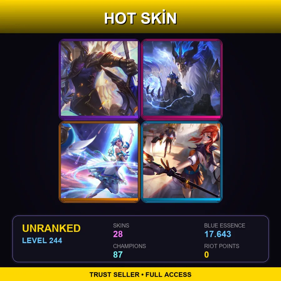 TR | Lv244 | Unranked | 28 Skin | 87 Champ