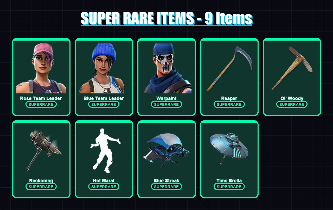 [PC/XBOX/PSN] | Rose Team Leader | Blue Team Leader | Warpaint | Deadeye | Singularity | 178 skin | 191 pickaxe | 155 emote | 172 glider | Lv2171