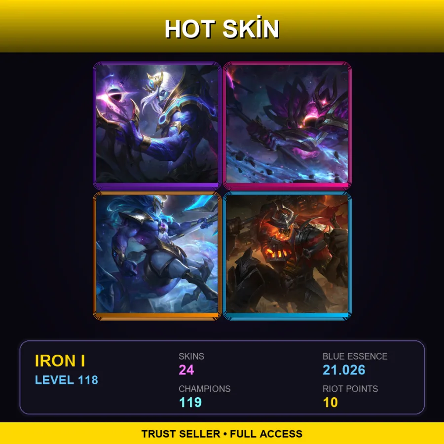 EUNE | Lv118 | Iron I | 24 Skin | 119 Champ