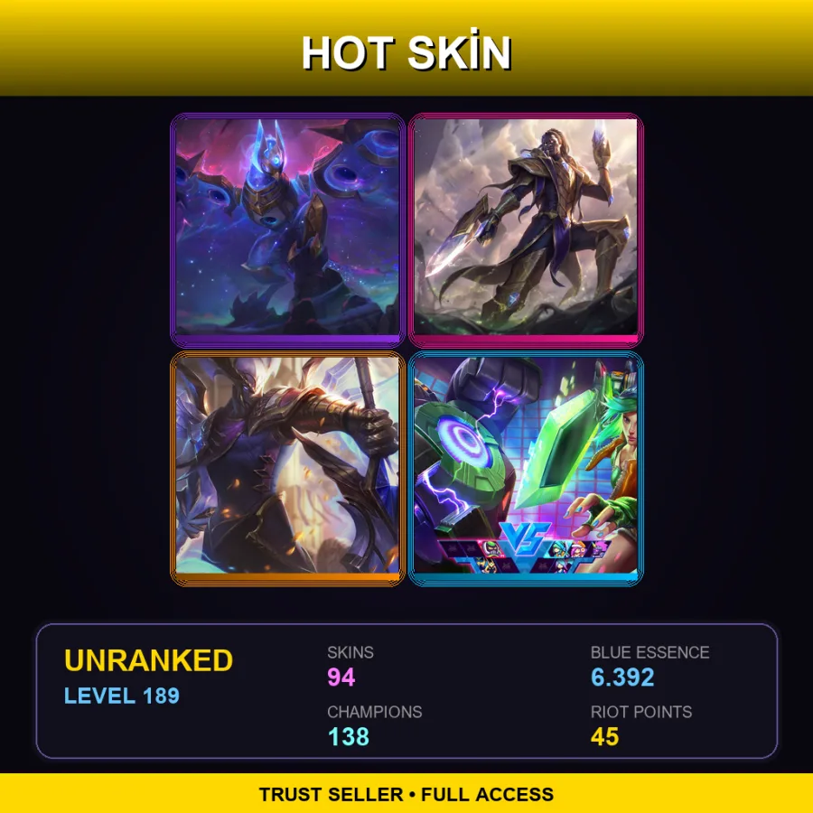 EUNE | Lv189 | Unranked | 94 Skin | 138 Champ