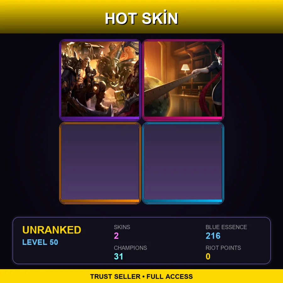 EUW | Lv50 | Unranked | 2 Skin | 31 Champ