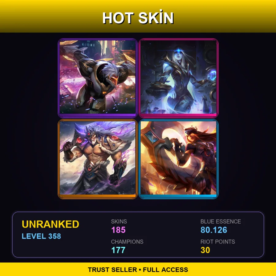 BR | Prestige PROJECT: Zed | Cosmic Queen Ashe | Victorious Tryndamere | Victorious Sivir | 185 Skin | 177 Champ | Lv358