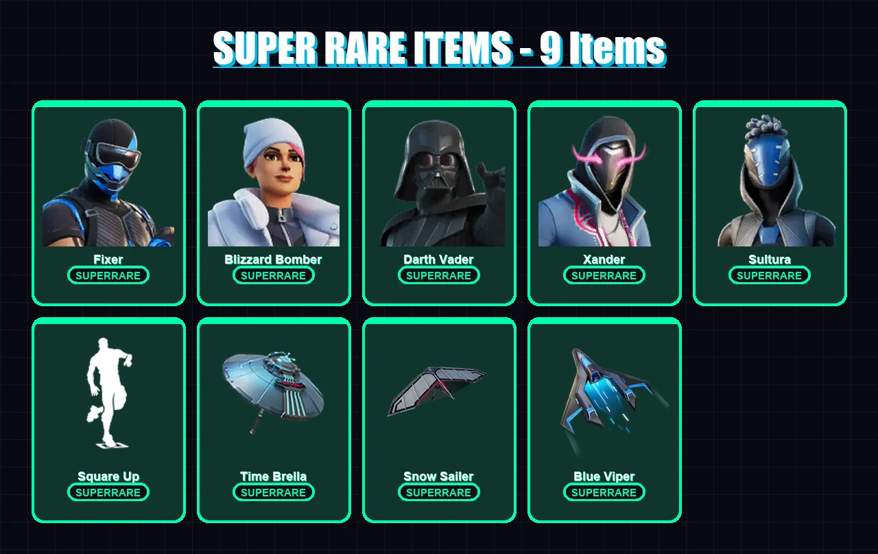 [PS4/PS5/XBOX/PC] | Fixer | Blizzard Bomber | Darth Vader | Xander | Sultura | 91 skin | 110 pickaxe | 86 emote | 101 glider | Lv1386