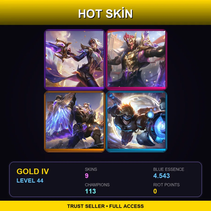 TR | Lv44 | Gold IV | 9 Skin | 113 Champ — LoL account