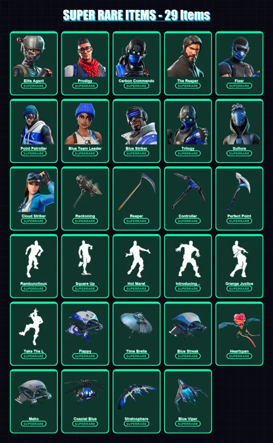 [PS4/PS5/XBOX/PC] | Elite Agent | Prodigy | Carbon Commando | The Reaper | Fixer | 90 skin | 82 pickaxe | 90 emote | 92 glider | Lv960