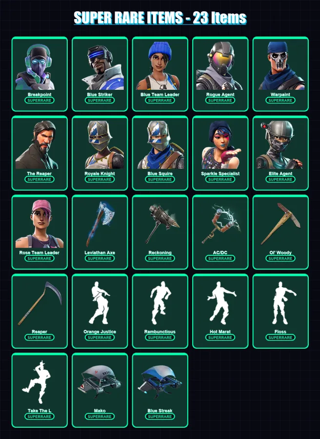 [PC/XBOX] | Breakpoint | Blue Striker | Blue Team Leader | Rogue Agent | Warpaint | 123 skin | 111 pickaxe | 127 emote | 91 glider | Lv1172