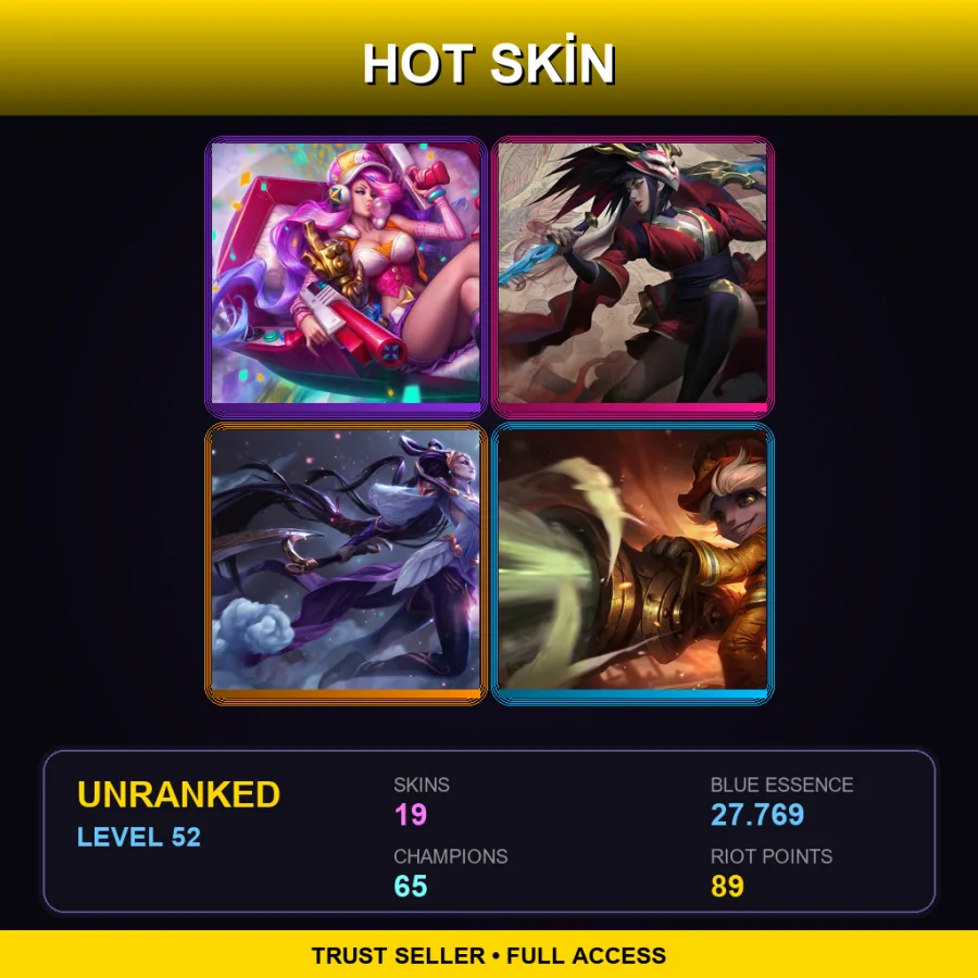 NA | Lv52 | Unranked | 19 Skin | 65 Champ — LoL account