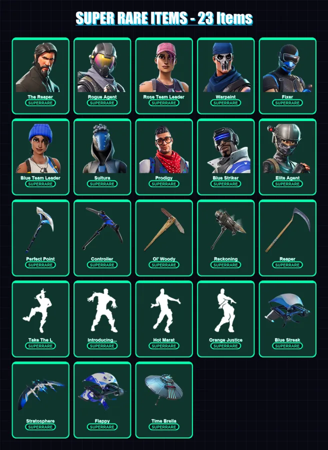 [PS4/PS5/XBOX/PC] | The Reaper | Rogue Agent | Rose Team Leader | Warpaint | Fixer | 123 skin | 144 pickaxe | 127 emote | 136 glider | Lv2348 — Fortnite account
