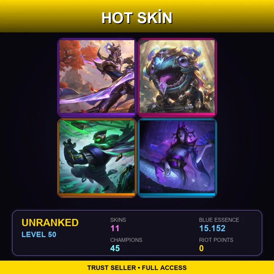 EUW | Lv50 | Unranked | 11 Skin | 45 Champ — Dawnbringer Vayne