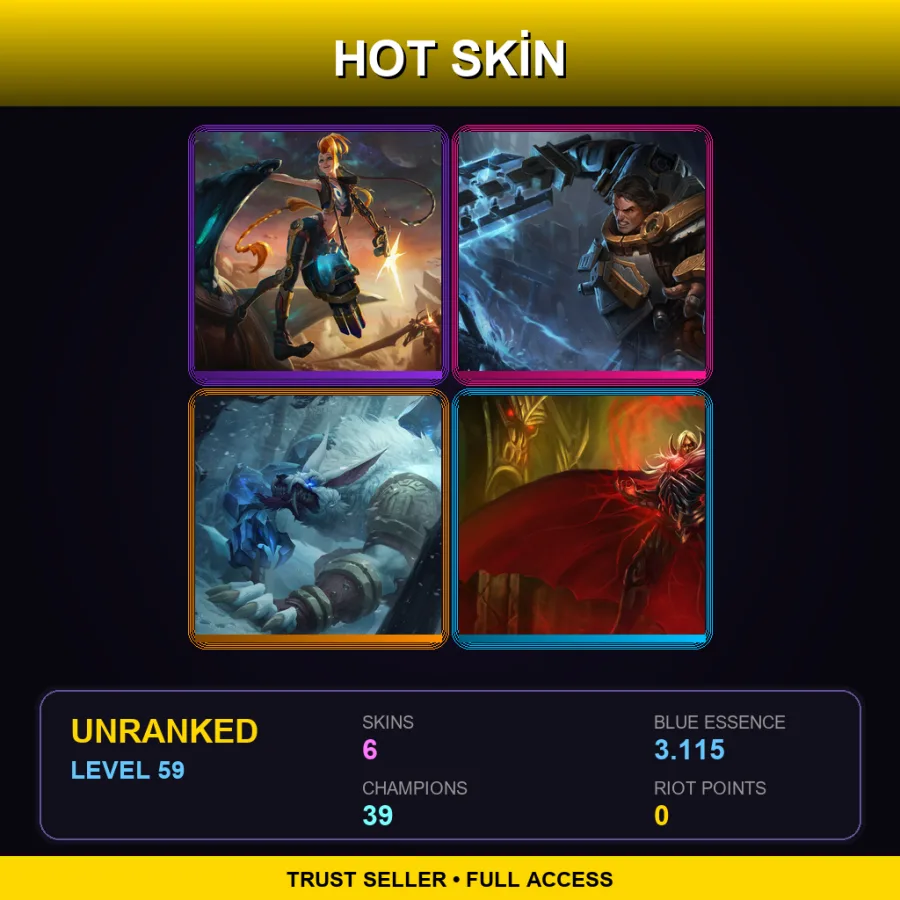 EUW | Lv59 | Unranked | 6 Skin | 39 Champ