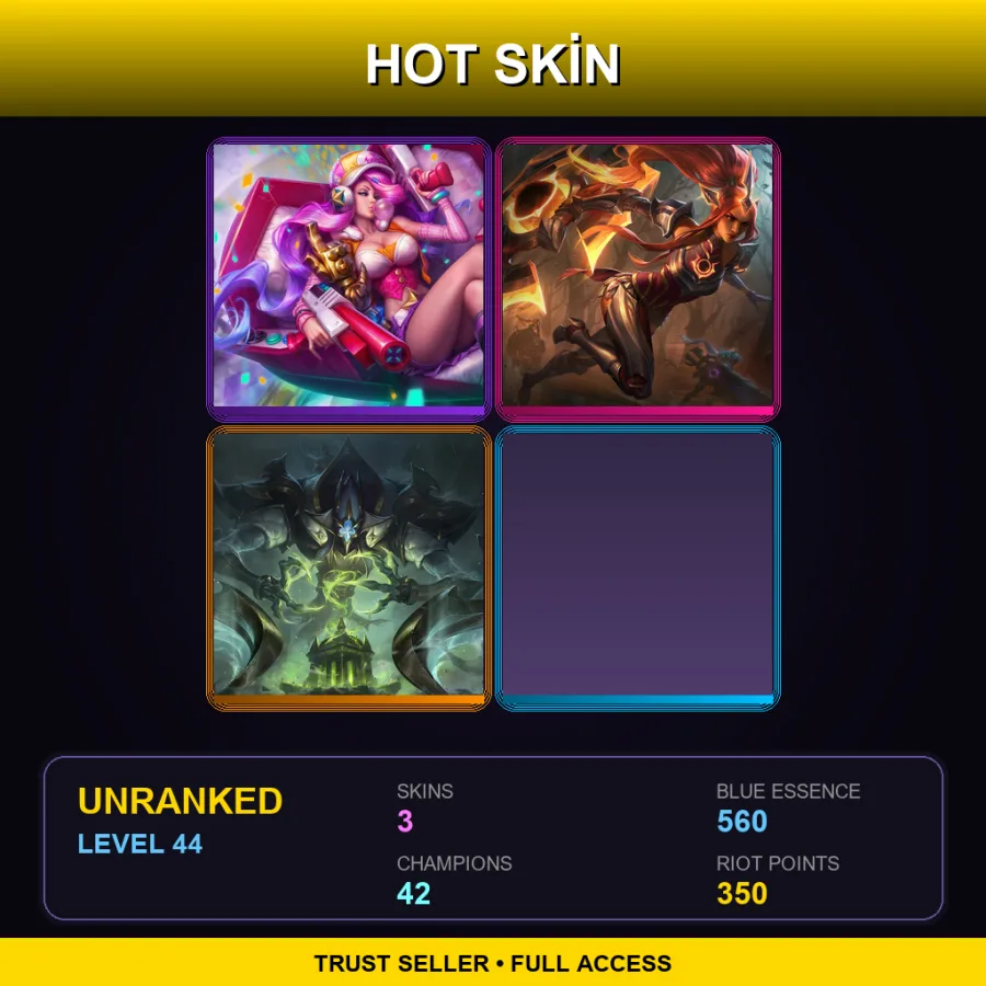 EUW | Lv44 | Unranked | 3 Skin | 42 Champ — Unranked / Smurf League of Legends
