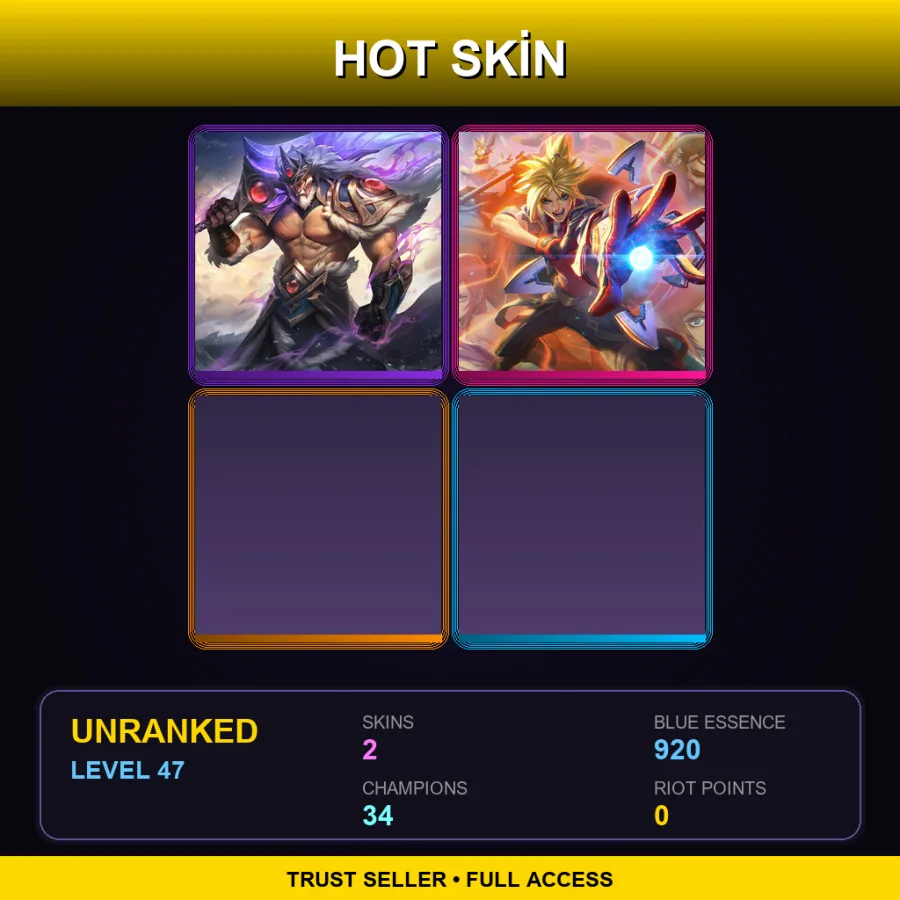 EUW | Lv47 | Unranked | 2 Skin | 34 Champ