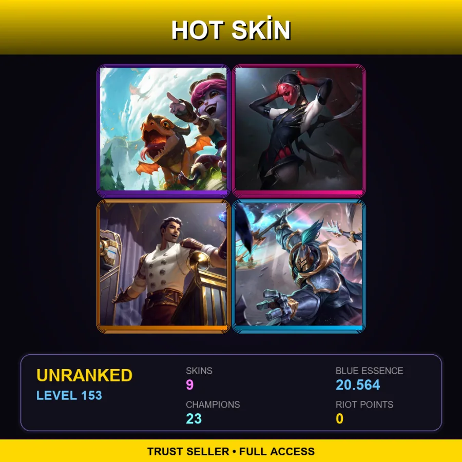LAN | Lv153 | Unranked | 9 Skin | 23 Champ — LoL account