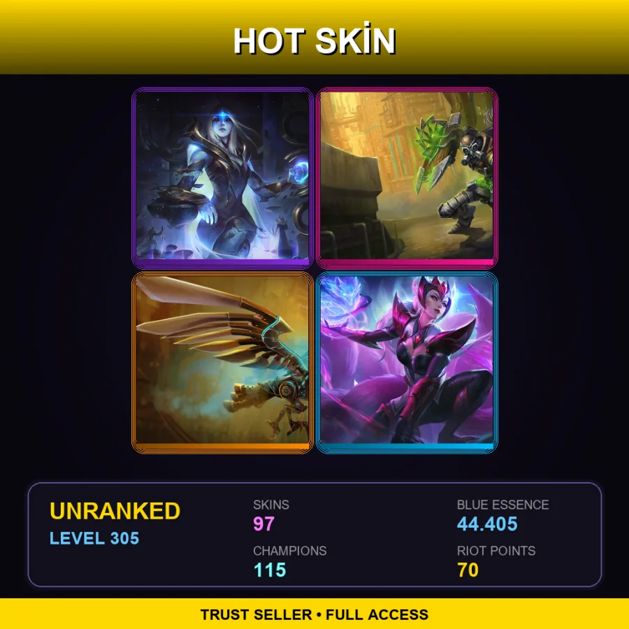 TR | Lv305 | Unranked | 97 Skin | 115 Champ — LoL account