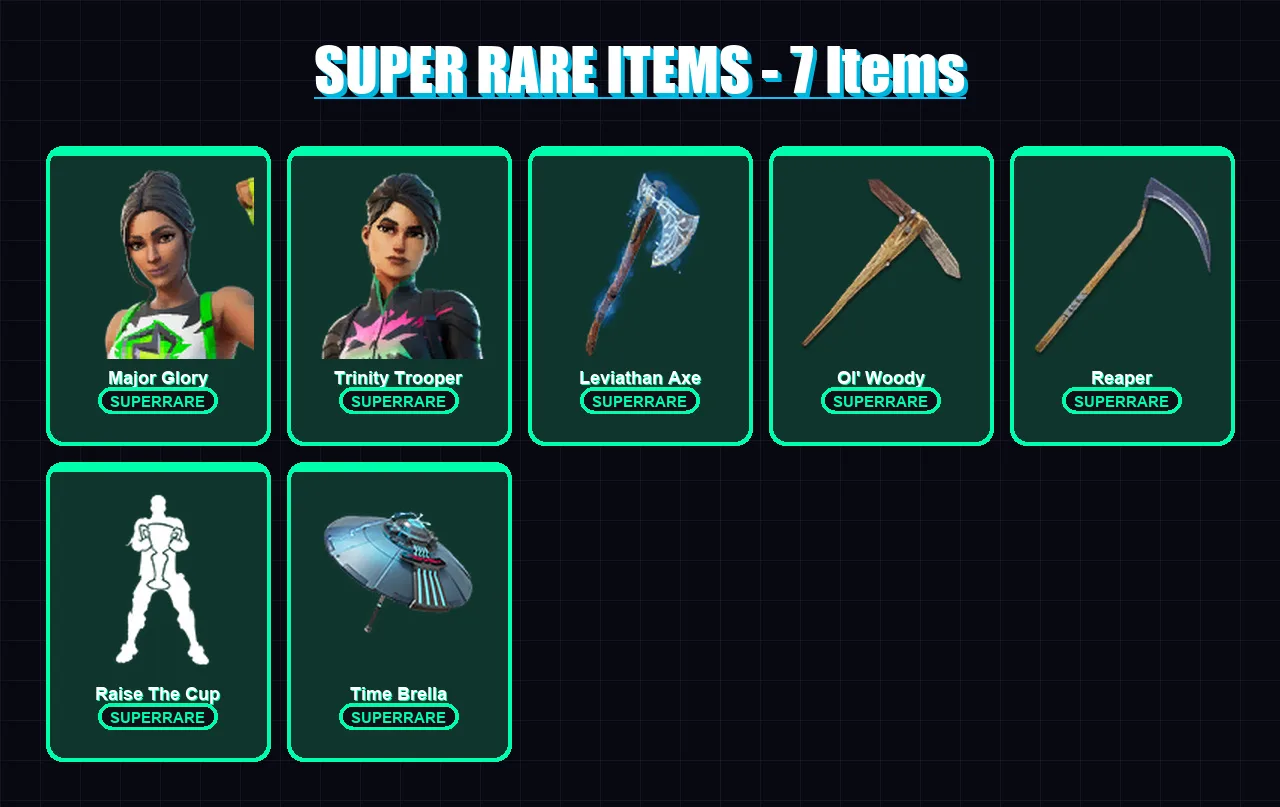 [PC/PSN] | Polo Prodigy | Stadium Hero '92 | Major Glory | Trinity Trooper | Spire Assassin | 452 skin | 341 pickaxe | 277 emote | 218 glider | Lv28