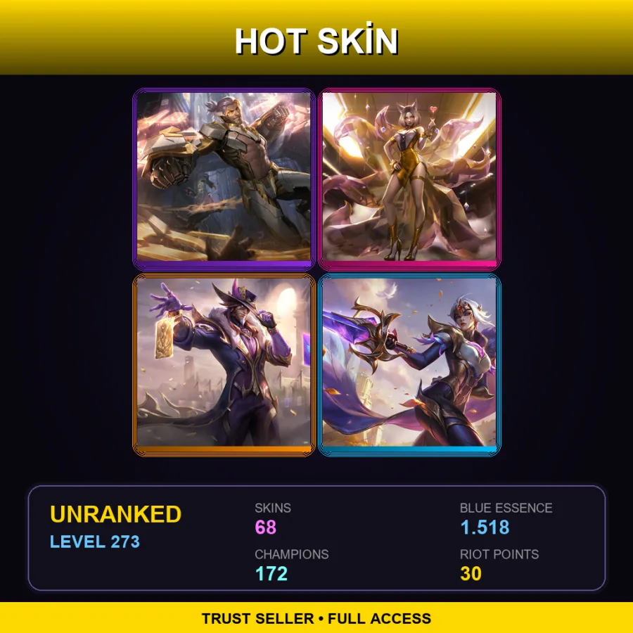 LAN | Lv273 | Unranked | 68 Skin | 172 Champ