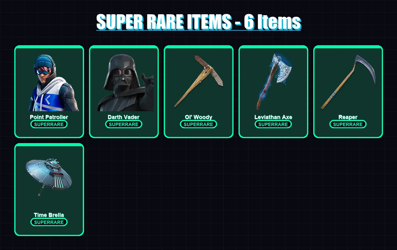 [PC/XBOX/PSN] | Point Patroller | Darth Vader | The Ageless | The Imagined | Optimus Prime | 345 skin | 352 pickaxe | 269 emote | 245 glider | Lv481