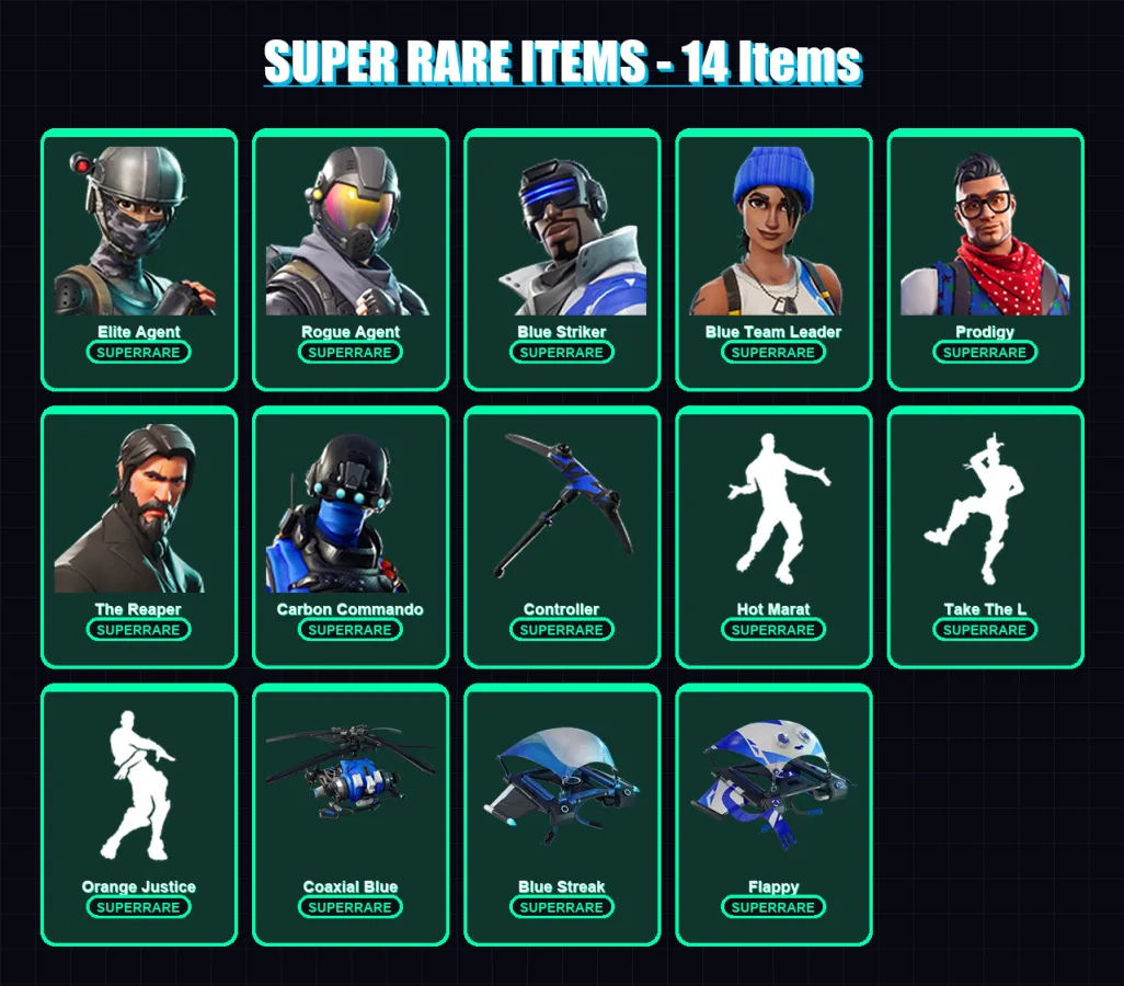 [PS4/PS5/XBOX/PC] | Elite Agent | Rogue Agent | Blue Striker | Blue Team Leader | Prodigy | 61 skin | 45 pickaxe | 69 emote | 54 glider | Lv789 — Fortnite account