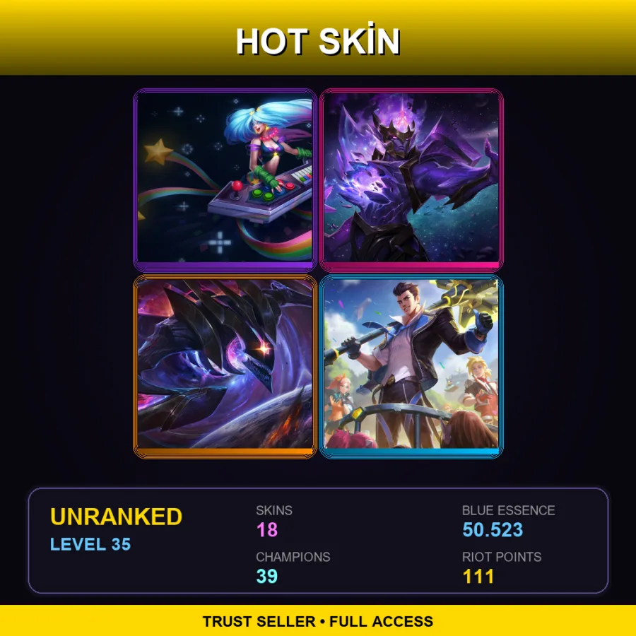 TW | Arcade Sona | Dark Star Jarvan IV | Dark Star Kha'Zix | Battle Academia Jayce | 18 Skin | 39 Champ | Lv35 — LoL account