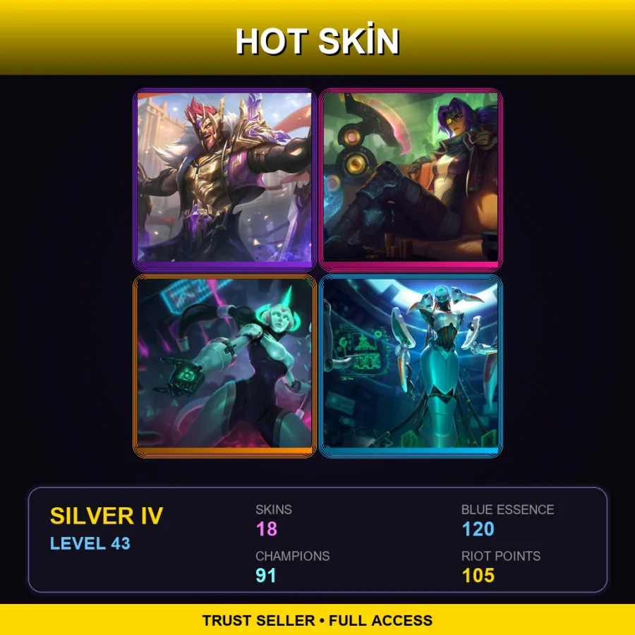 EUW | Lv43 | Silver IV | 18 Skin | 91 Champ