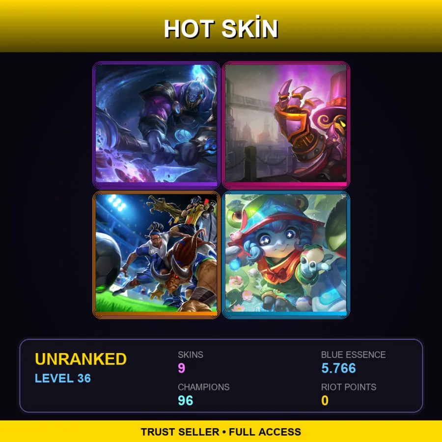 BR | Lv36 | Unranked | 9 Skin | 96 Champ — LoL account