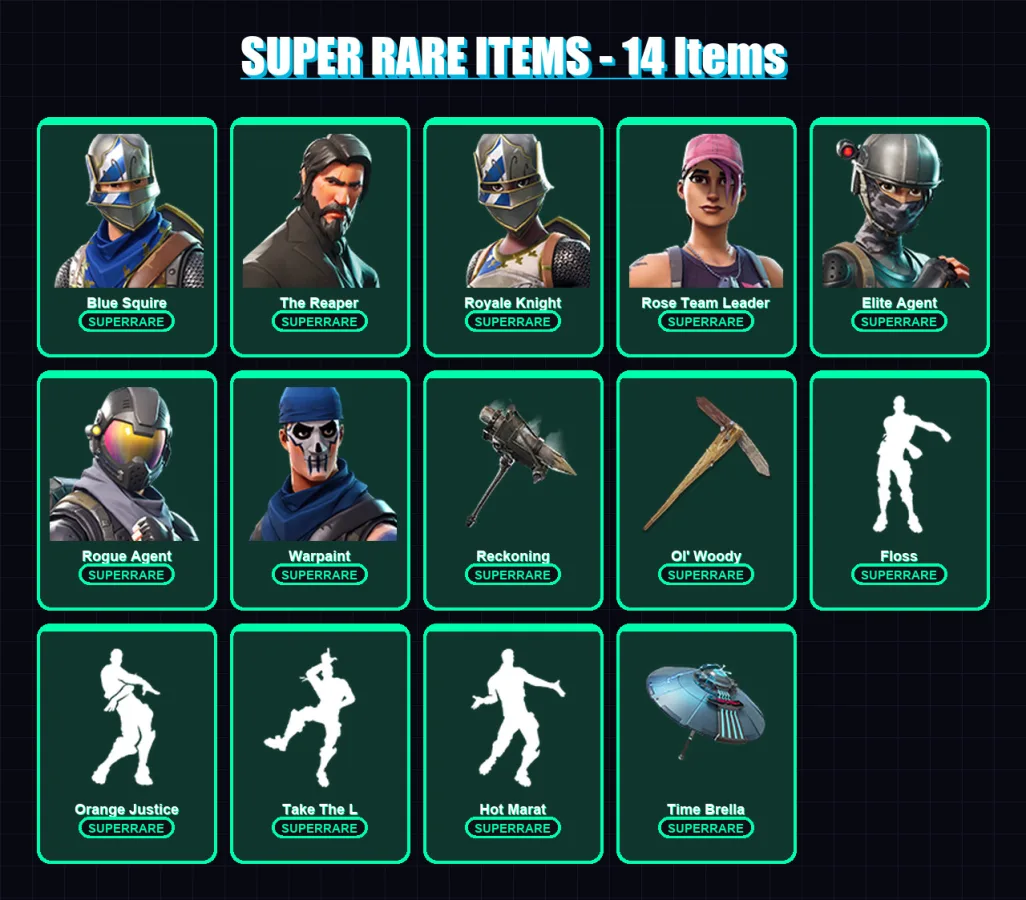 [PC/PSN] | Blue Squire | The Reaper | Royale Knight | Rose Team Leader | Elite Agent | 120 skin | 116 pickaxe | 126 emote | 116 glider | Lv1441