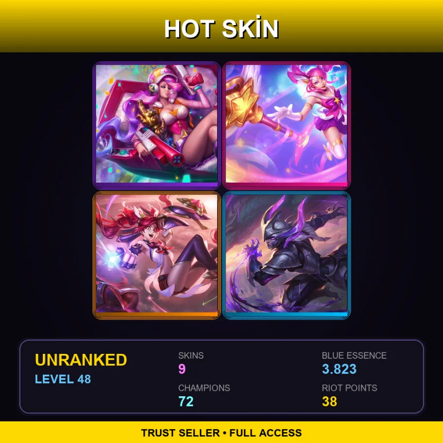 EUW | Lv48 | Unranked | 9 Skin | 72 Champ
