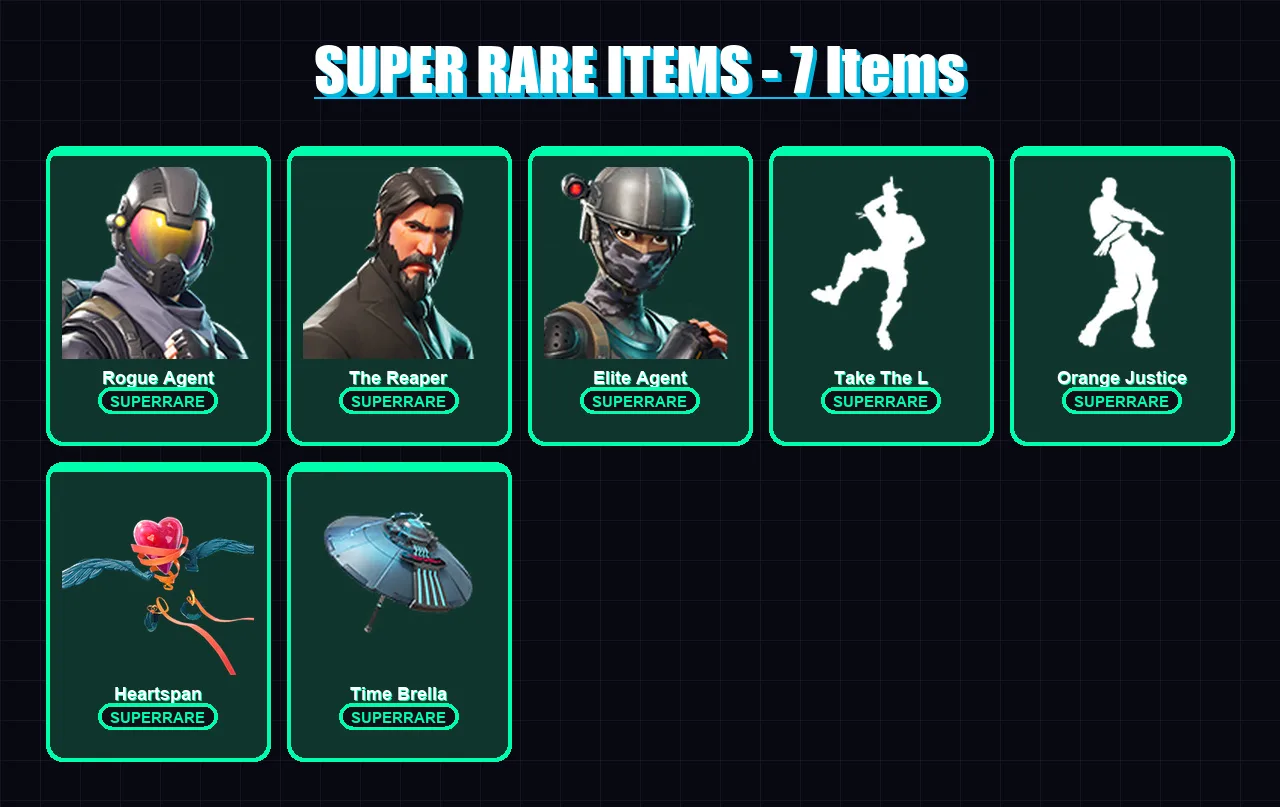 [PC/XBOX/PSN] | Rogue Agent | The Reaper | Elite Agent | The Ice King | Ruin | 38 skin | 33 pickaxe | 41 emote | 42 glider | Lv540