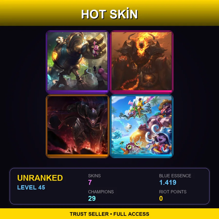 EUW | Lv45 | Unranked | 7 Skin | 29 Champ