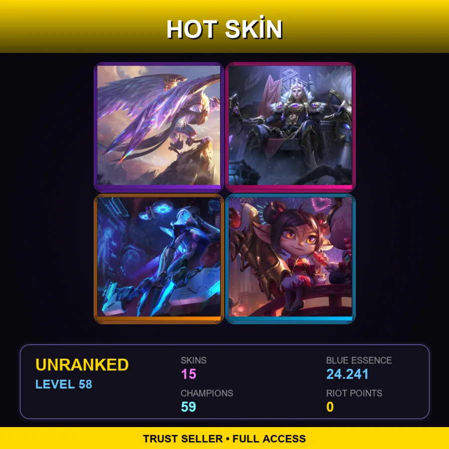 TR | Lv58 | Unranked | 15 Skin | 59 Champ — LoL account