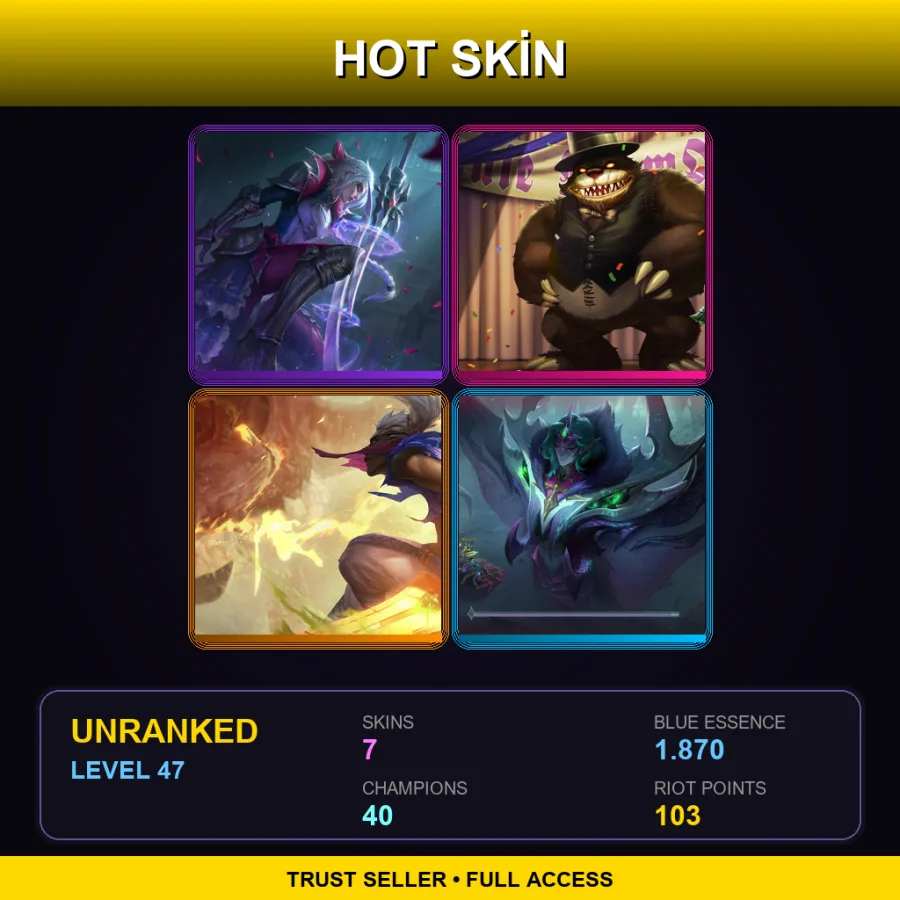 EUW | Lv47 | Unranked | 7 Skin | 40 Champ