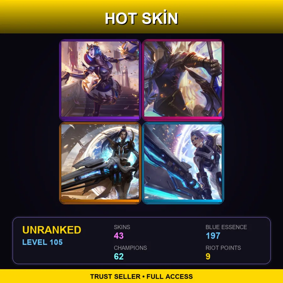 VN | Lv105 | Unranked | 43 Skin | 62 Champ — LoL account