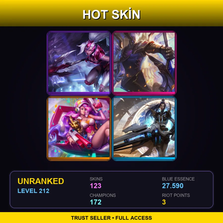 TR | Lv212 | Unranked | 123 Skin | 172 Champ — Chosen Master Yi